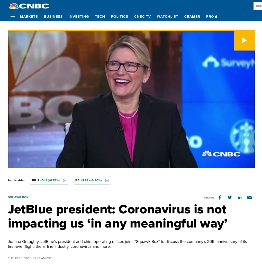 JetBlue Coronavirus