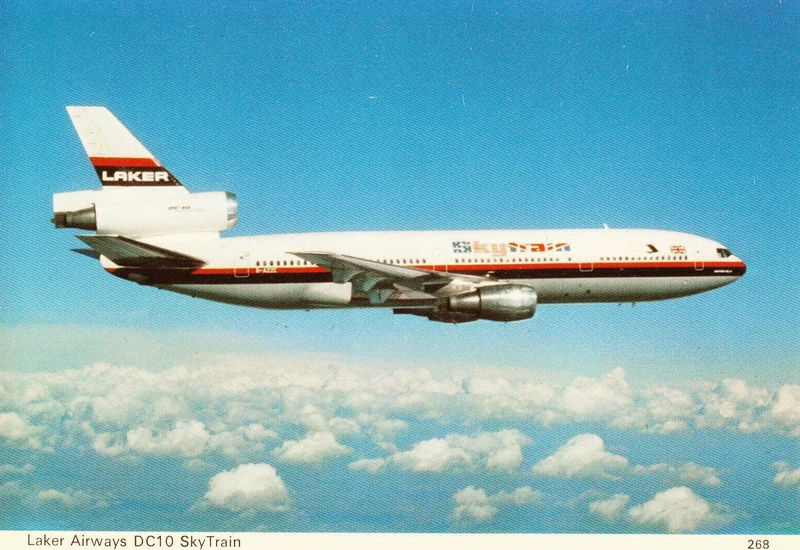 Postcard showing a Laker Airways Skytrain DC-10