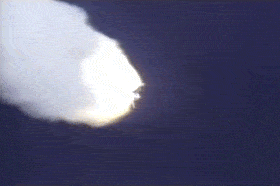 The explosion of Space Shuttle Challenger, taken from the TV-3 camera